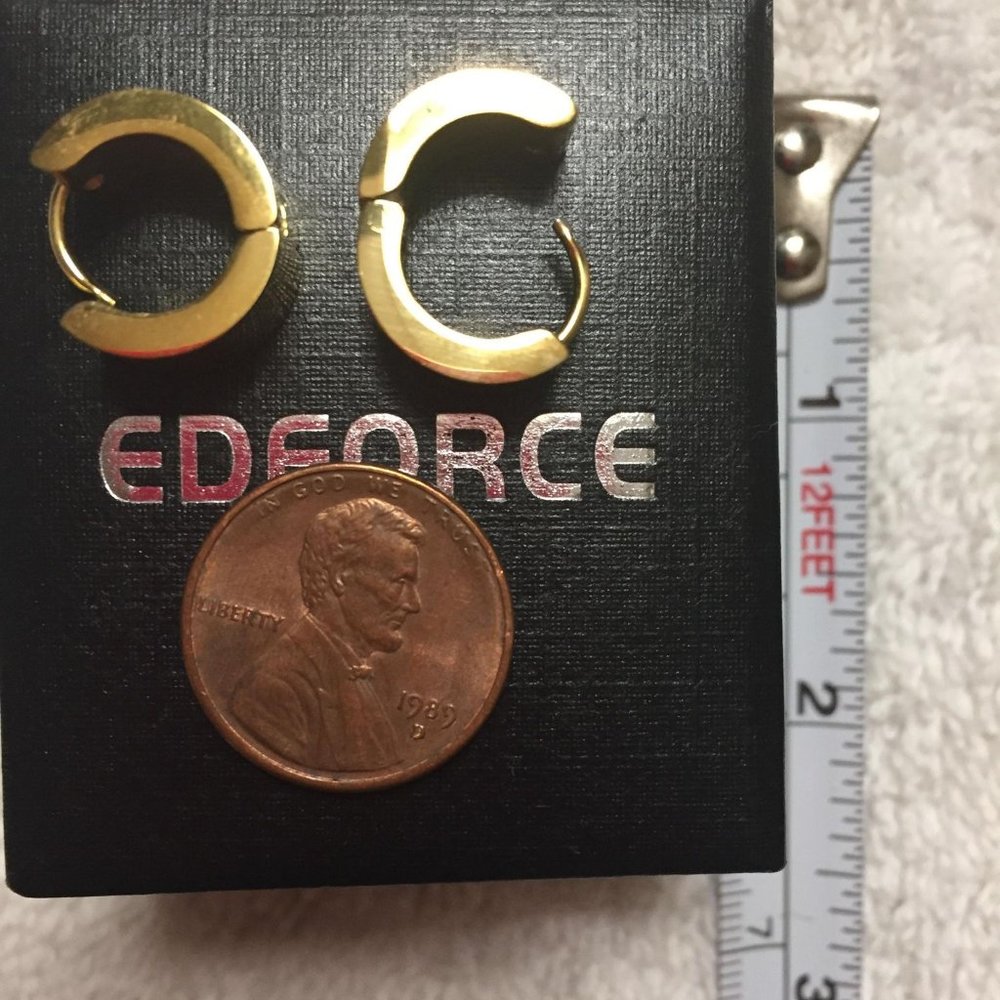 Edforce Stainless Steel Gold Hoop Earrings - Picture 7 of 16